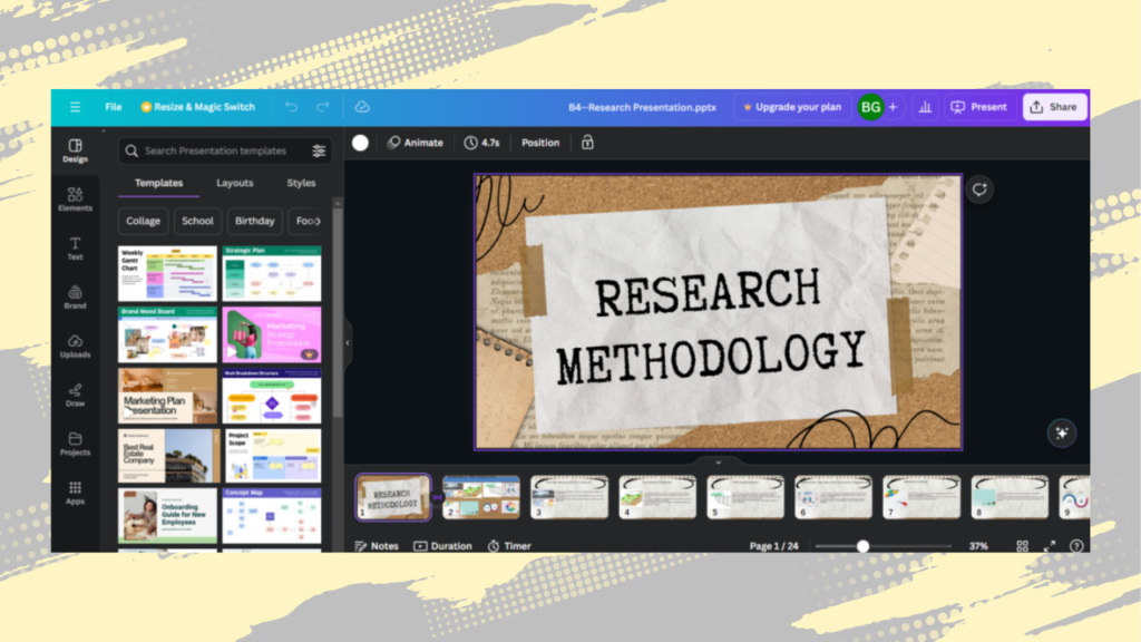 Make  Presentation slides in Canva