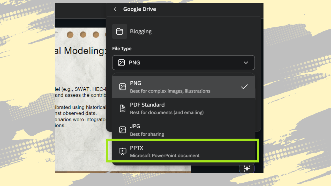 Uploading ppt from canva to google drive